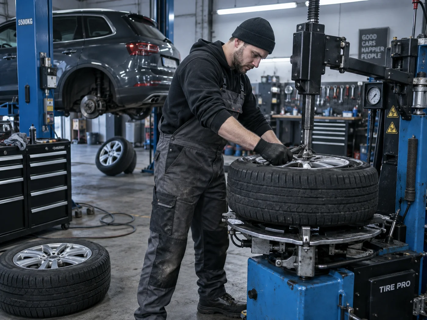 Warsztat mechaniczny przy pracy
