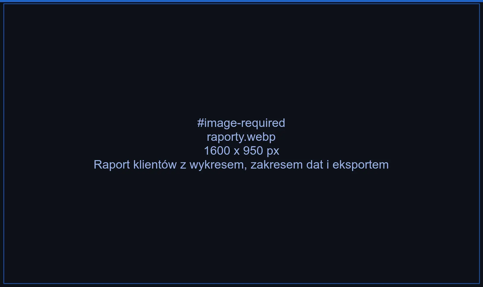 Raport klientów z wykresem, zakresem dat i eksportem